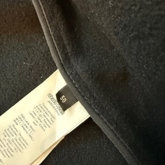 Roberto Cavalli Men's Blanket Stitched Colour-Block Wool Coat - Picture 8 of 10